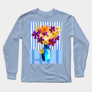 Vase of Purple and Orange Flowers Long Sleeve T-Shirt